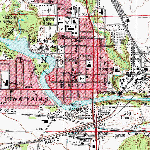 Topographic Map of Saint Mark's Catholic Church, IA