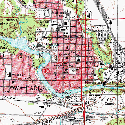 Topographic Map of First Congregational Church, IA