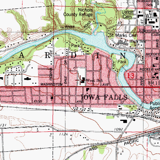 Topographic Map of Pineview Elementary School, IA
