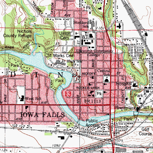 Topographic Map of Fitz Riverbend Park, IA