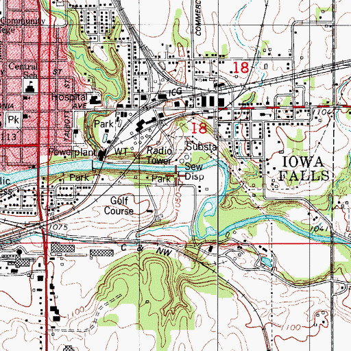 Topographic Map of Ellsworth Park, IA