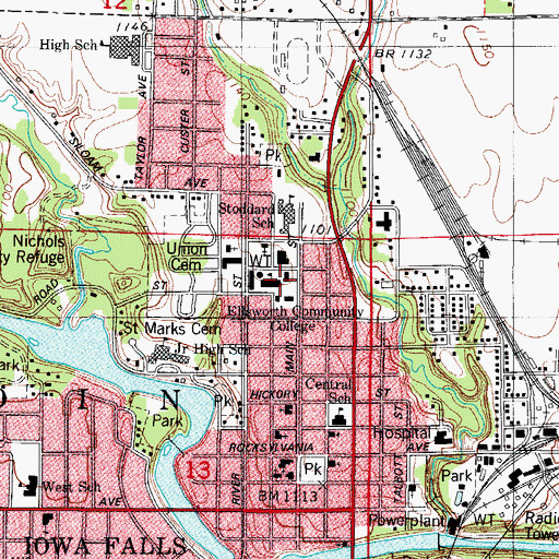 Topographic Map of Gentle Student Center, IA