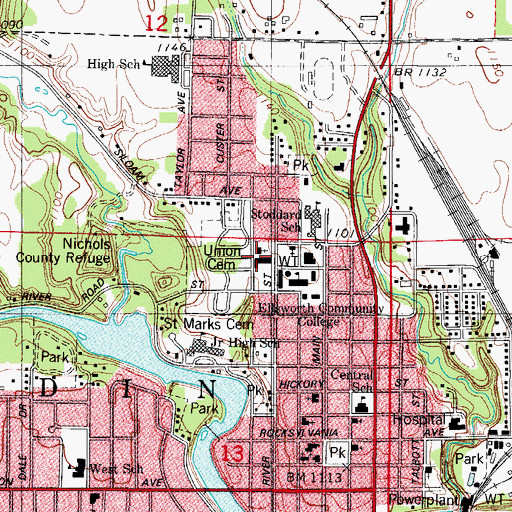 Topographic Map of Thompson Hall, IA