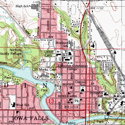 Topographic Map of Reg Johnson Hall, IA