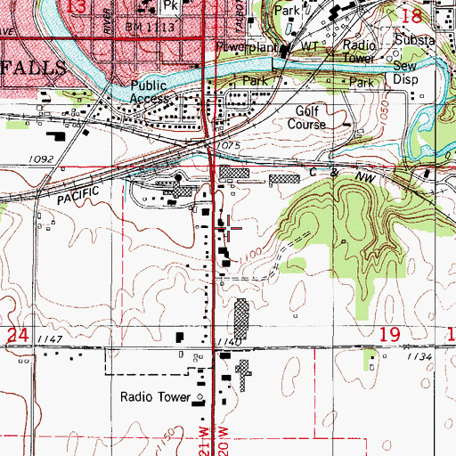 Topographic Map of Sunnyside Park, IA