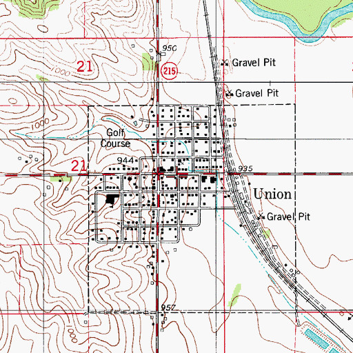 Topographic Map of Union Post Office, IA