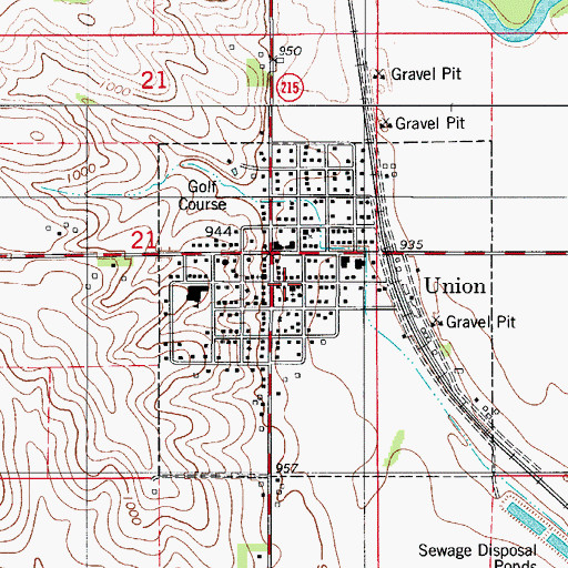 Topographic Map of Union Public Library, IA