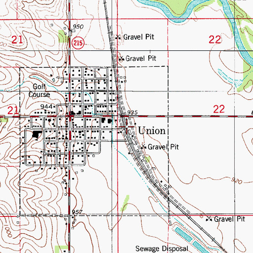 Topographic Map of Union, IA