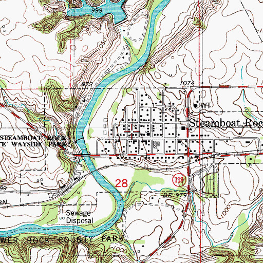 Topographic Map of Steamboat Rock Library, IA