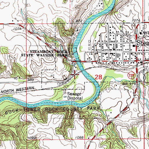 Topographic Map of Steamboat Rock, IA