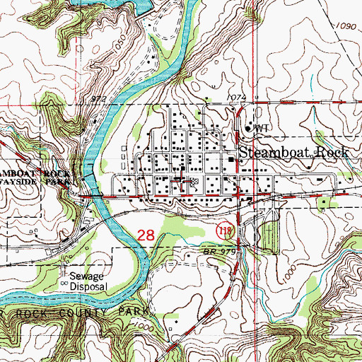 Topographic Map of Steamboat Rock Post Office, IA