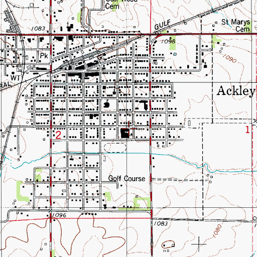 Topographic Map of AGWSR Elementary School, IA