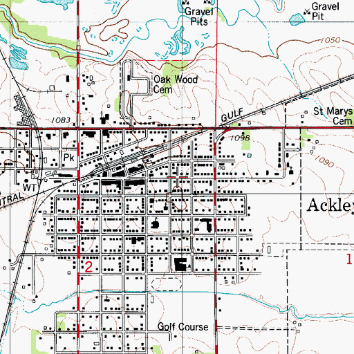 Topographic Map of Ackley Heritage Center, IA