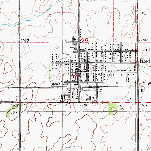 Topographic Map of Radcliffe Post Office, IA