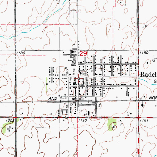 Topographic Map of Radcliffe Town Hall, IA