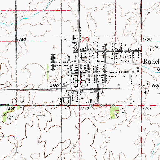 Topographic Map of Radcliffe Library, IA