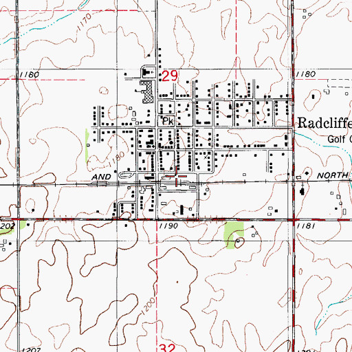 Topographic Map of Radcliffe Fire Department and Ambulance Service, IA