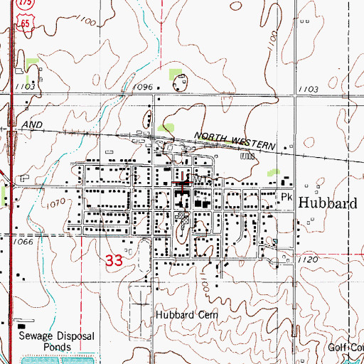 Topographic Map of Hubbard Post Office, IA