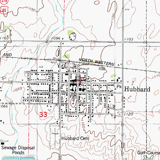 Topographic Map of Hubbard Public Library, IA