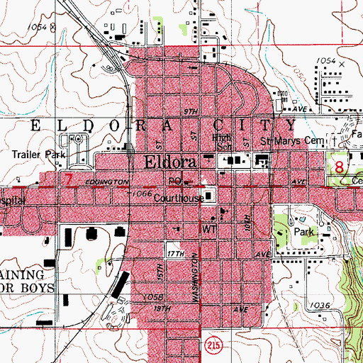Topographic Map of Eldora Post Office, IA