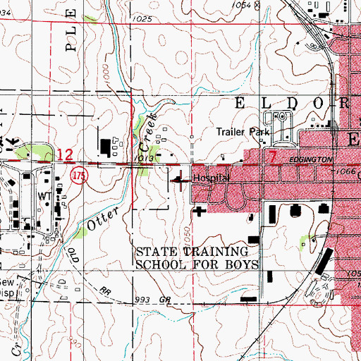 Topographic Map of Eldora Community Hospital, IA