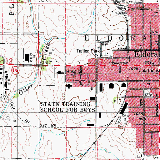 Topographic Map of Eldora Nursing and Rehab Center, IA