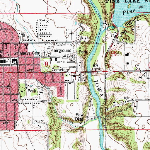 Topographic Map of First Baptist Church, IA