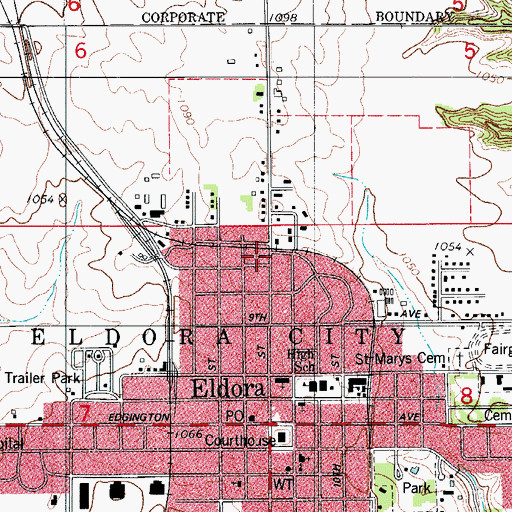 Topographic Map of Saint Mary's Catholic Church, IA