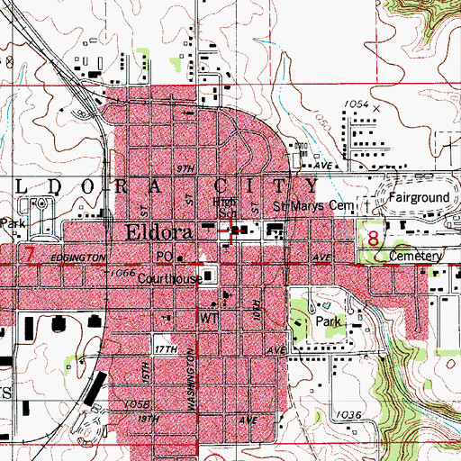 Topographic Map of Eldora - New Providence Middle School, IA