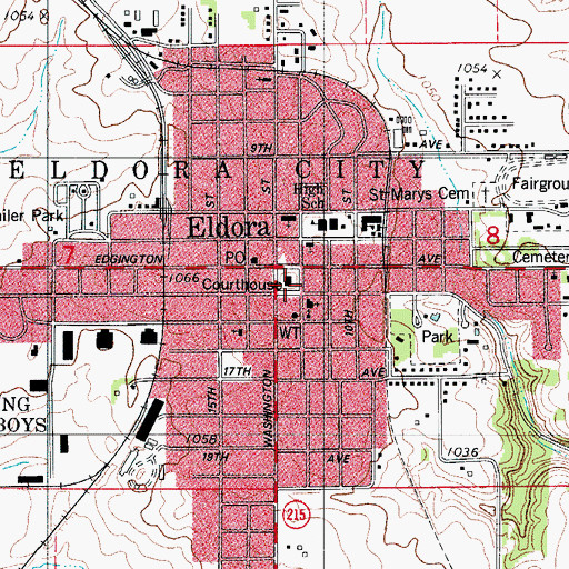 Topographic Map of Hardin County Courthouse, IA