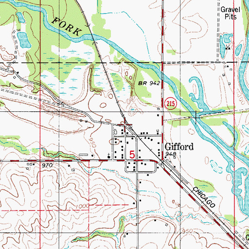 Topographic Map of Gifford, IA