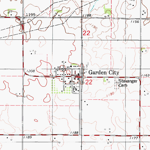 Topographic Map of Garden City Post Office, IA
