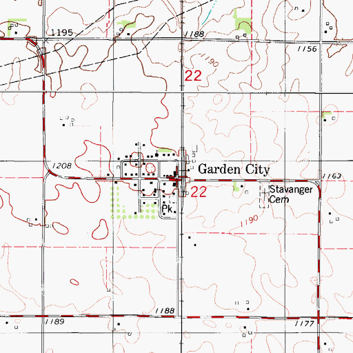 Topographic Map of Garden City Community Building, IA