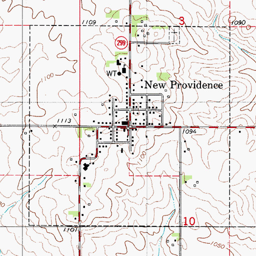 Topographic Map of New Providence Town Hall, IA