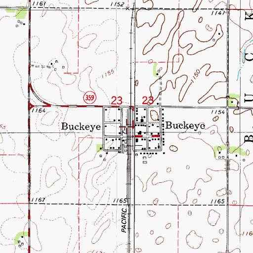 Topographic Map of Buckeye, IA