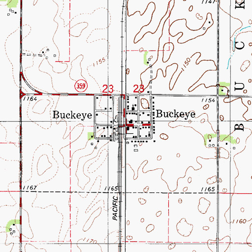 Topographic Map of Buckeye Post Office (historical), IA