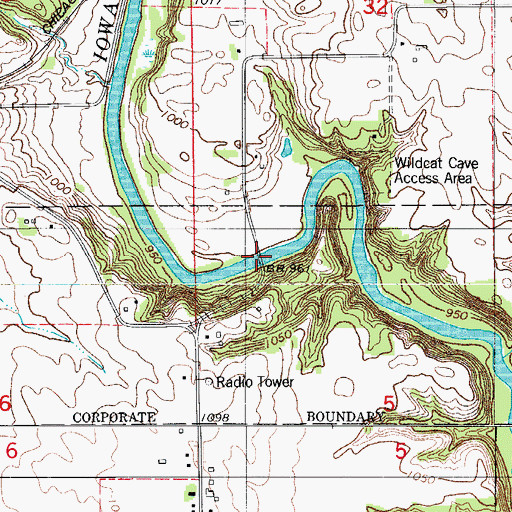 Topographic Map of Coal Bank Hill Bridge, IA