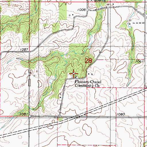 Topographic Map of First Church/Cemetery Historical Marker, IA