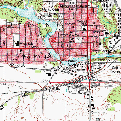 Topographic Map of River Street Bridge, IA