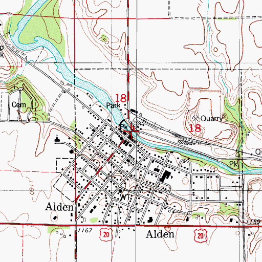 Topographic Map of Alden Bridge, IA