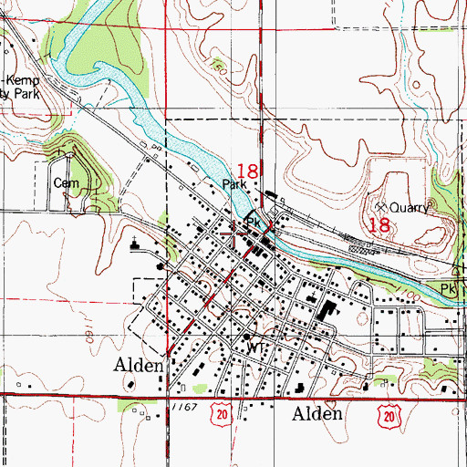 Topographic Map of Alden Post Office, IA