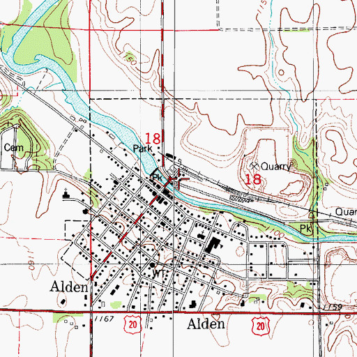 Topographic Map of Alden, IA