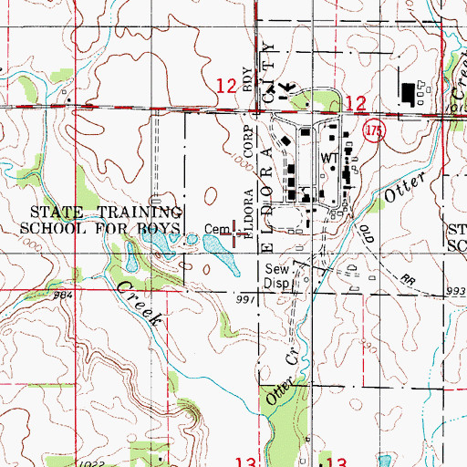 Topographic Map of Eldora Training School Cemetery, IA