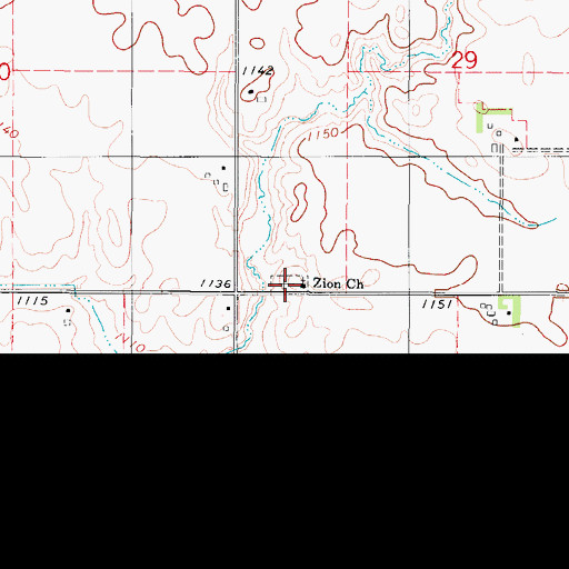 Topographic Map of Zion Lutheran Church Cemetery, IA