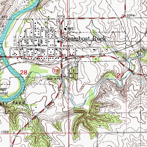 Topographic Map of Steamboat Rock Cemetery, IA