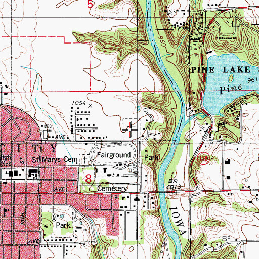 Topographic Map of Ellsworth Cemetery, IA