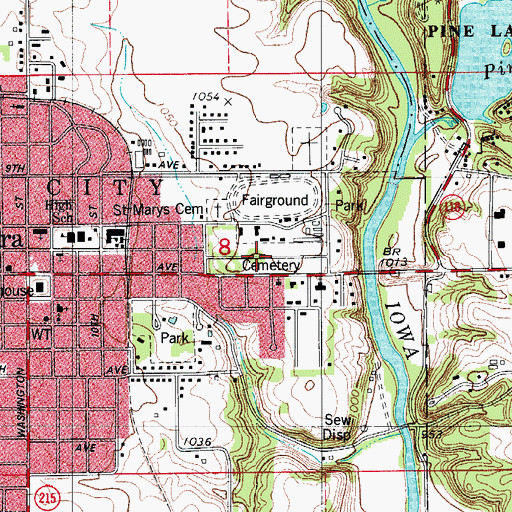 Topographic Map of Eldora Cemetery, IA