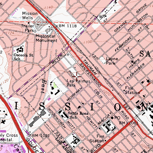 Topographic Map of Community Charter Middle School, CA