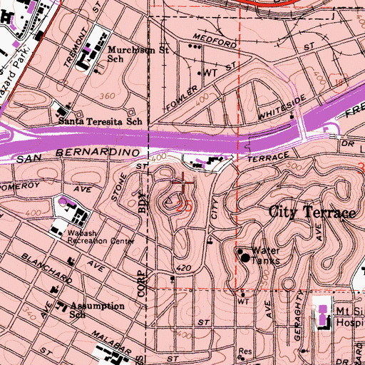 Topographic Map of Harrison Elementary School, CA