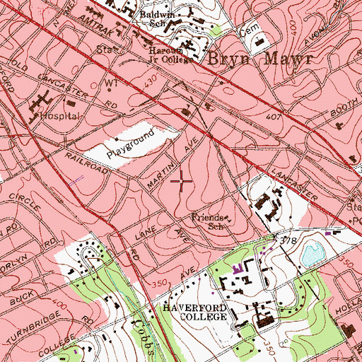Topographic Map of Preston Park, PA